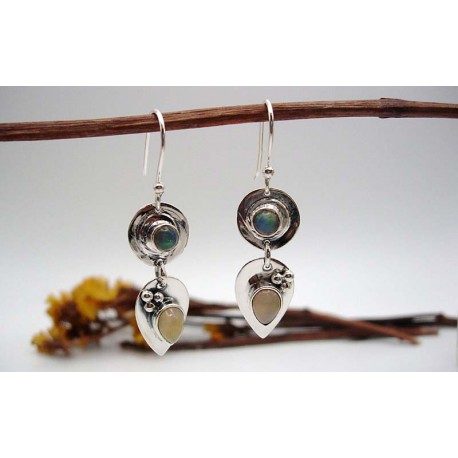 Boucles d'oreille en argent et Opale.