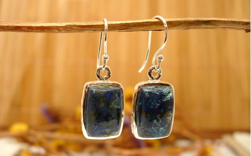 Boucles d'oreilles argent et Azurite.